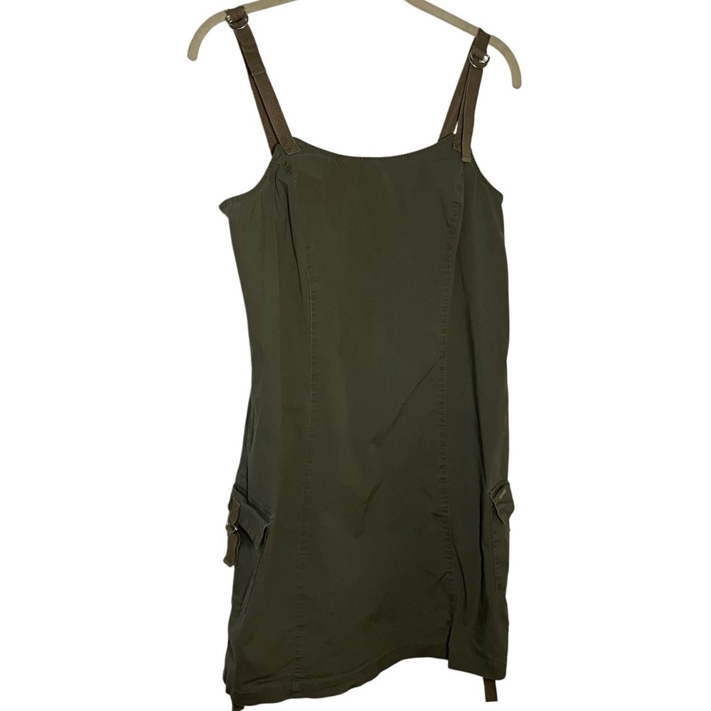 Point Zero Nicole Benisti Olive Green Cargo Mini Dress Utility Y2K Size 9